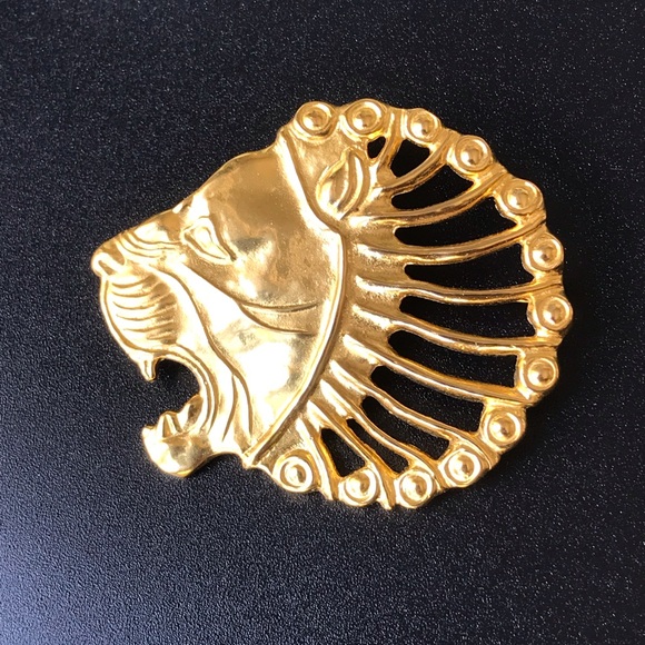 VTG MMA Gold Persian Roaring Lion Pendant & Brooch - Picture 3 of 9